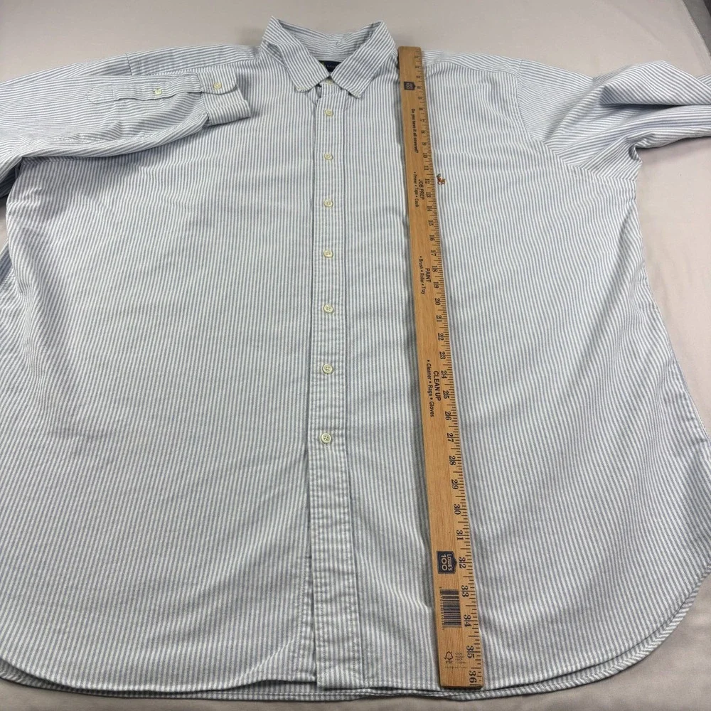 Polo Ralph Lauren Shirt Mens 3XLT Tall Blue Striped Flesh Pony Button Up - Picture 7 of 10